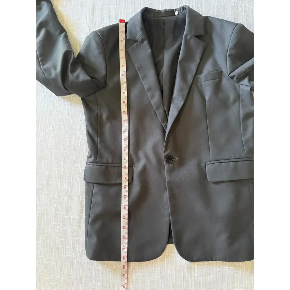 Boys’ Charcoal 2-Piece Suit Set (Blazer + Pants) – Polyester/Rayon – Size 12-14Y